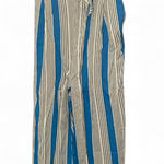 True Destiny  Jumpsuit Women L Wide Leg Romper Twist Top White Turquoise Pockets Photo 0