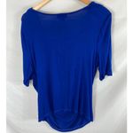 Soft Surroundings  Womens Royal Blue Tie Dye Cowl Neck Ruched Top  PL Photo 6