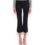 J Brand ‎ Coated Black Out Selena Cropped Lace Hem Mid-Rise Bootcut Jeans Size 29 Photo 2