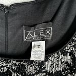 Alex Evenings Dress Womens 12 Black Silver Floral Gown Formal Party Wedding Photo 5