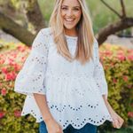 Simply Southern  medium womens eyelet lace top coral 3/4 sleeves Photo 1