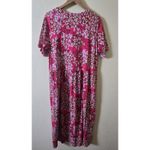 LOGO By Lori Goldstein LOGO Lori Goldstein Midi Dress Large Pink Floral Printed Short Sleeves Pink Photo 3