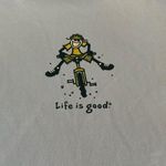 Life is Good Tech SS Tee Sz M Blue Crewneck Happy Biking Logo Novelty Shirt Photo 2
