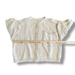 Free People Cream Cropped Boxy Cardigan L Rainbow Stitch Oversized Top Photo 2