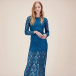 Maje  Fairy Sheer Lace Sheath Maxi Dress Medium Teal Occasion Event Boho Coastal Photo 11