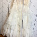 Casablanca Womens 12 Champagne Ivory Tulle Mermaid Ruffle Skirt Wedding Dress White Photo 9