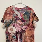 DRESSBARN DRESS BARN Plus Size Multi Floral Sublimation Short Sleeve Y2K Blouse Pink Photo 1