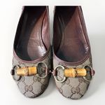 Gucci  GG Canvas Bamboo Horsebit Flats Monogram Beige Brown 7.5 Photo 8