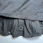 J.Crew Black Poplin Eyelet Pom Pom Top With Ruffles Size Large Casual Preppy Photo 3