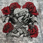 Rock & Roll Cowgirl  Burnout Rose Rhinestone long sleeve Top, white size XXL Photo 5