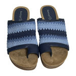 Baretraps  Womens Blue Crochet Wedge Sandals Size 7.5M Cork Heel Slip On Photo 0