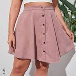 SheIn Corduroy Pink Button Down Skirt Photo 0