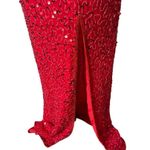 Scala  Vintage 80s Red Beaded Sequin Sheath Evening Dress Formal Glamourcore M Photo 6
