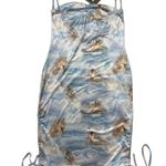Pretty Little Thing  Blue Renaissance Print Slinky Ruched Side Bodycon Dres… Photo 6