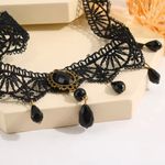 Gorgeous Retro Style Tassel Crystal Lace Necklace Faux Fashion Jewelry‎ Black Photo 4