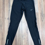 Nike Dri-Fit Black Running Tights Reflective Zip Leggings M Photo 0