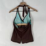 Athleta  Y2K Brown Halter Top with Floral Embroidery‎ Tankini Swim Size XS Photo 6