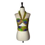 I am gia  Green Hawaiian Floral Print Halter Neck‎ Cut Out Isabella Top Size XS Photo 4