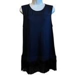 J.Crew Dark Navy Sleeveless Tunic Top Fringe Hem EUC Medium Photo 1