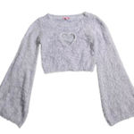 Sugar Thrillz Oh No Way Heart Cutout Purple Wpmen's Cropped Sweater Size: S Photo 0