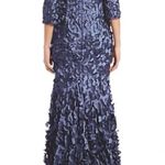 Women’s THEIA Navy Blue Petal Embellished Formal Gown Special Occasion Dress 8 Photo 2