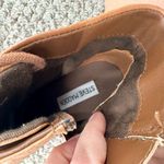Steve Madden Rheaaa Cognac Leather Ankle lace up Bootie Size 8.5 Stacked heel Photo 7