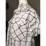 NEW Ashley Plaid Shacket Womens M Button Overshirt Cotton Blend White Black Size M Photo 1