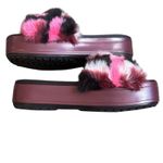 Crocs  CB Pink Black Fuzzy Platform So Luxe Slide sandal Summer Women’s size 9 Photo 8