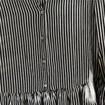 ZARA  Black Striped Peplum V-Neck Button Front Collared Blouse Women Sz XS Photo 2