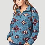 Wrangler Retro Aztec Tribal Sherpa Quarter Zip Pullover Photo 0