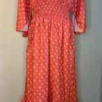 Coral Maxi Dress Bohemian romantic Ruffle V Neck Kimono Sleeve medium whimsi Orange Photo 0
