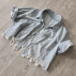 Light Blue Distressed Denim Jacket Nwot Ladies Jean Size L/XL Size L Photo 1