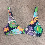 Aerie  Navy Floral Scoop Neck Bikini Top Photo 1