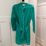 Xirena Arly Dress Tie Front Long Sleeve Green Cotton Silk Blend Shirt Size XS Photo 4