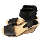 Vince Sophie Black Leather Wedge Espadrille Sandals Photo 1