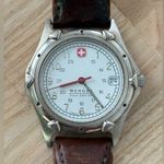 Wenger S.A.K. Edition Watch Stainless Case White Dial Brown Leather Date Window Silver Photo 0