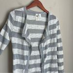 Needle & Thread Anthropologie  Long Silver Metallic Striped‎ Cardigan Size Small Photo 2