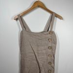 Francesca Bettini Dress Women M Tan 100% Linen Mini Tank Stretch Bust ART A879 Size M Photo 2