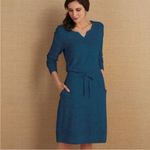 Soft Surroundings Easy Living Dress Denim Blue Cinched Waist Women's Size Large Photo 1