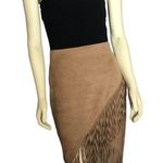 EXPRESS Faux Suede Symmetrical Fringe Skirt in a tan/ brown colour size 4 Photo 0