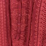 Democracy Embroidered Women Peasant Top XL Roll Tab Sleeves Red Cottage Stretch Photo 1