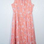 J.Crew New  Vivid Coral Floral Tie Neck Midi Dress Size 10 Photo 1