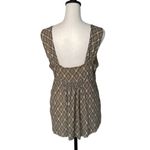 Michael Kors Womens V Neck Blouse Sleeveless Geometric Pleated Tan Size Medium Photo 2