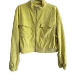 Aerie NWT Corduroy Zip Up Bomber Jacket Neon Green Size XL Photo 0
