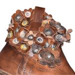 Sheridan Mia Brown Leather Floral Applique Side Zip Booties Boots Size 6 Photo 6