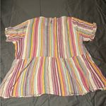 Andree by Unit  Pink and Orange Puff Sleeve Peplum Blouse Photo 1