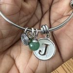 Love this life  " J “ Initial Silver Plated Stainless Steel Charm BangleBracelet Photo 2
