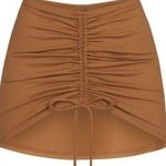 SKIMS  SIGNATURE SWIM RUCHED MINI SKIRT cover up ALMOND brown 4x NWT Photo 0
