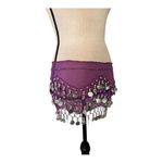 Purple Belly Dance Hip Scarf with Silver Coins Photo 3