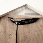 ZARA  NWT Beige Tan Peter Pan Embroidered Floral Collar Mini Dress New Medium Photo 6